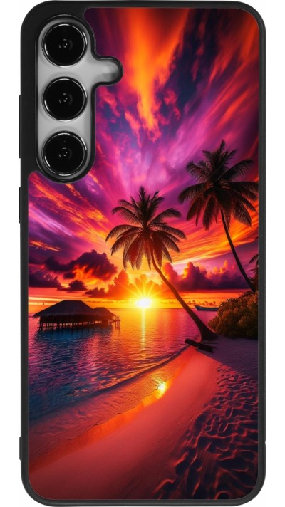 Coque Samsung Galaxy S24+ - Silicone rigide noir Maldives Dusk Bliss