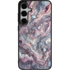 Coque Samsung Galaxy S24+ - Silicone rigide noir Marbre violette argentée
