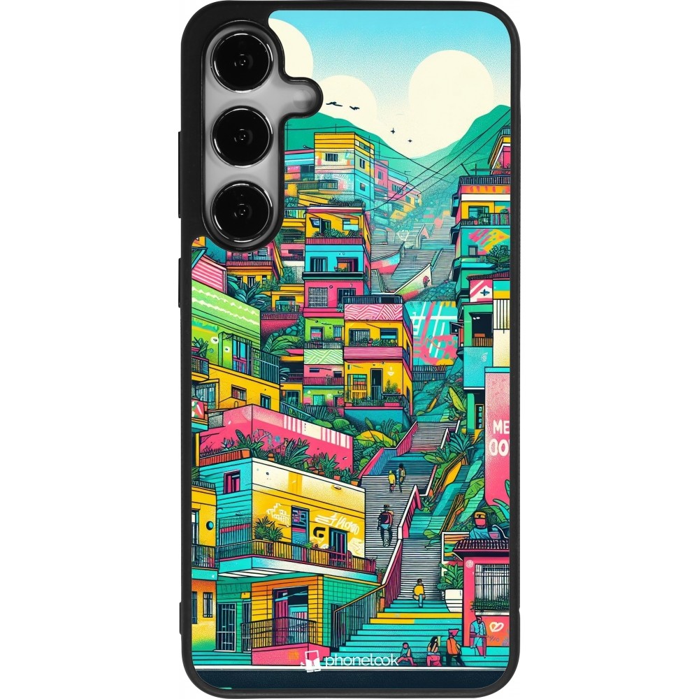 Coque Samsung Galaxy S24+ - Silicone rigide noir Medellin Comuna 13 Art