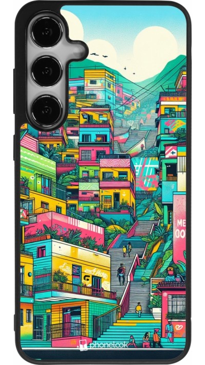 Coque Samsung Galaxy S24+ - Silicone rigide noir Medellin Comuna 13 Art
