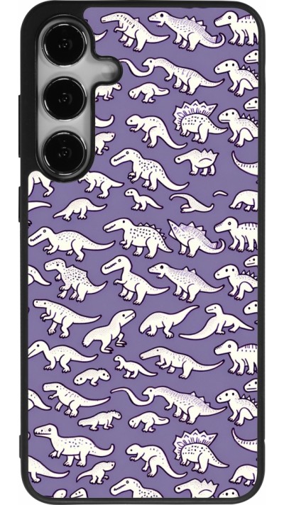 Coque Samsung Galaxy S24+ - Silicone rigide noir Mini dino pattern violet