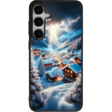 Coque Samsung Galaxy S24+ - Silicone rigide noir Mont Neige Lumière