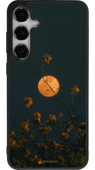 Coque Samsung Galaxy S24+ - Silicone rigide noir Moon Flowers
