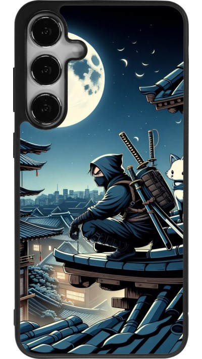 Coque Samsung Galaxy S24+ - Silicone rigide noir Ninja sous la lune