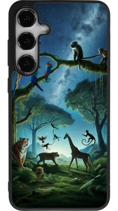 Coque Samsung Galaxy S24+ - Silicone rigide noir Paradis des animaux exotiques