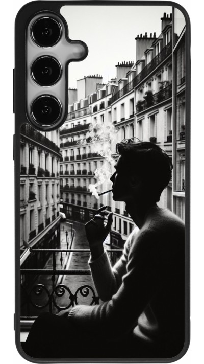 Coque Samsung Galaxy S24+ - Silicone rigide noir Parisian Smoker