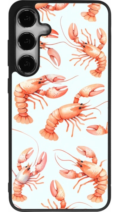 Coque Samsung Galaxy S24+ - Silicone rigide noir Pattern de homards pastels