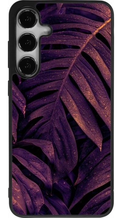 Coque Samsung Galaxy S24+ - Silicone rigide noir Purple Light Leaves