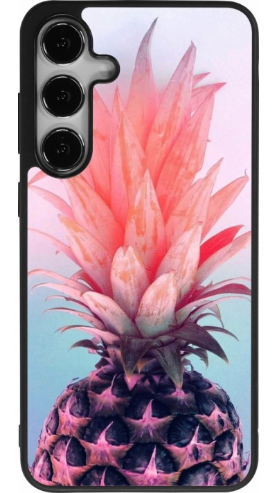 Coque Samsung Galaxy S24+ - Silicone rigide noir Purple Pink Pineapple
