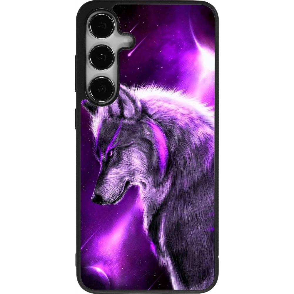 Coque Samsung Galaxy S24+ - Silicone rigide noir Purple Sky Wolf