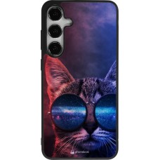 Samsung Galaxy S24+ Case Hülle - Silikon schwarz Red Blue Cat Glasses