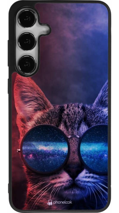 Samsung Galaxy S24+ Case Hülle - Silikon schwarz Red Blue Cat Glasses