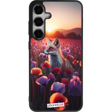 Samsung Galaxy S24+ Case Hülle - Silikon schwarz Purpurroter Fuchs bei Dammerung