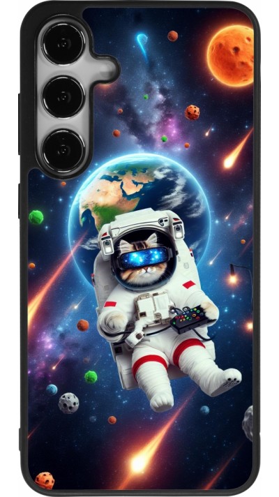 Samsung Galaxy S24+ Case Hülle - Silikon schwarz VR SpaceCat Odyssee