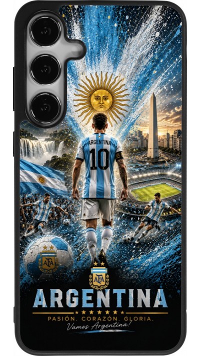 Coque Samsung Galaxy S24+ - Silicone rigide noir Football Argentine splash 2026