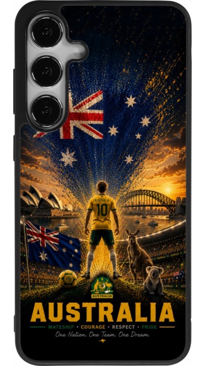 Coque Samsung Galaxy S24+ - Silicone rigide noir Football Australie splash 2026