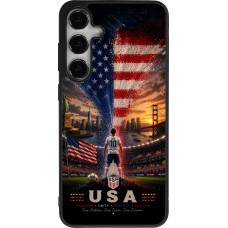 Coque Samsung Galaxy S24+ - Silicone rigide noir Football États-Unis splash 2026