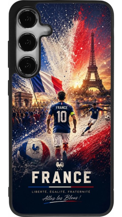 Coque Samsung Galaxy S24+ - Silicone rigide noir Football France splash 2026