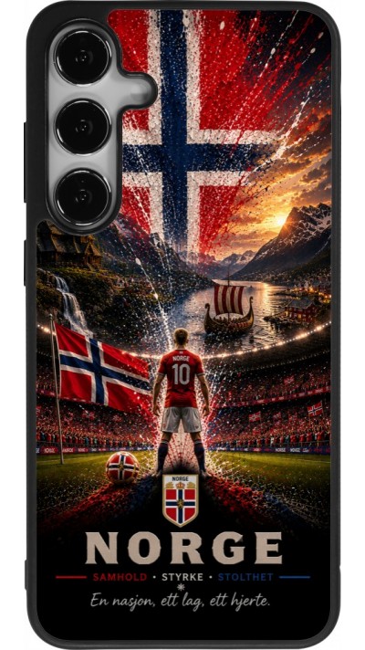Coque Samsung Galaxy S24+ - Silicone rigide noir Football Norvège splash 2026