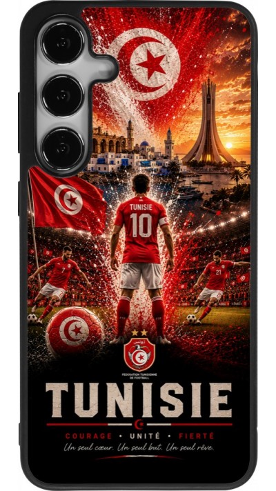 Coque Samsung Galaxy S24+ - Silicone rigide noir Football Tunisie splash 2026