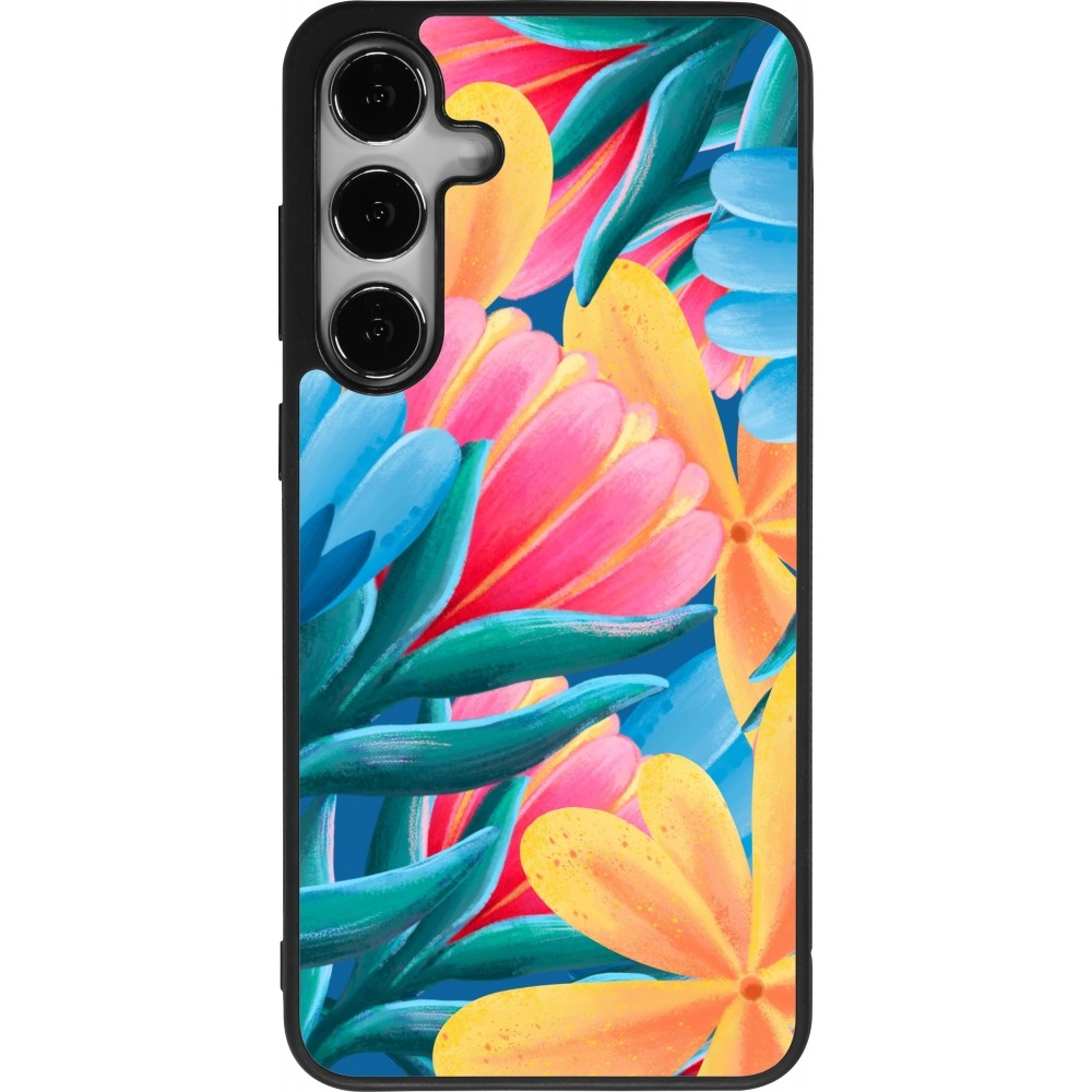 Coque Samsung Galaxy S24+ - Silicone rigide noir Spring 23 colorful flowers