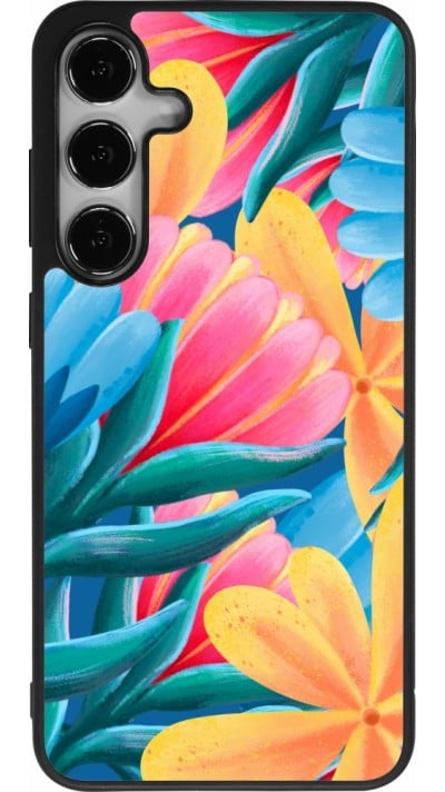 Samsung Galaxy S24+ Case Hülle - Silikon schwarz Spring 23 colorful flowers