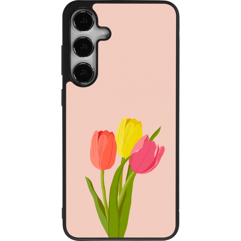 Coque Samsung Galaxy S24+ - Silicone rigide noir Spring 23 tulip trio
