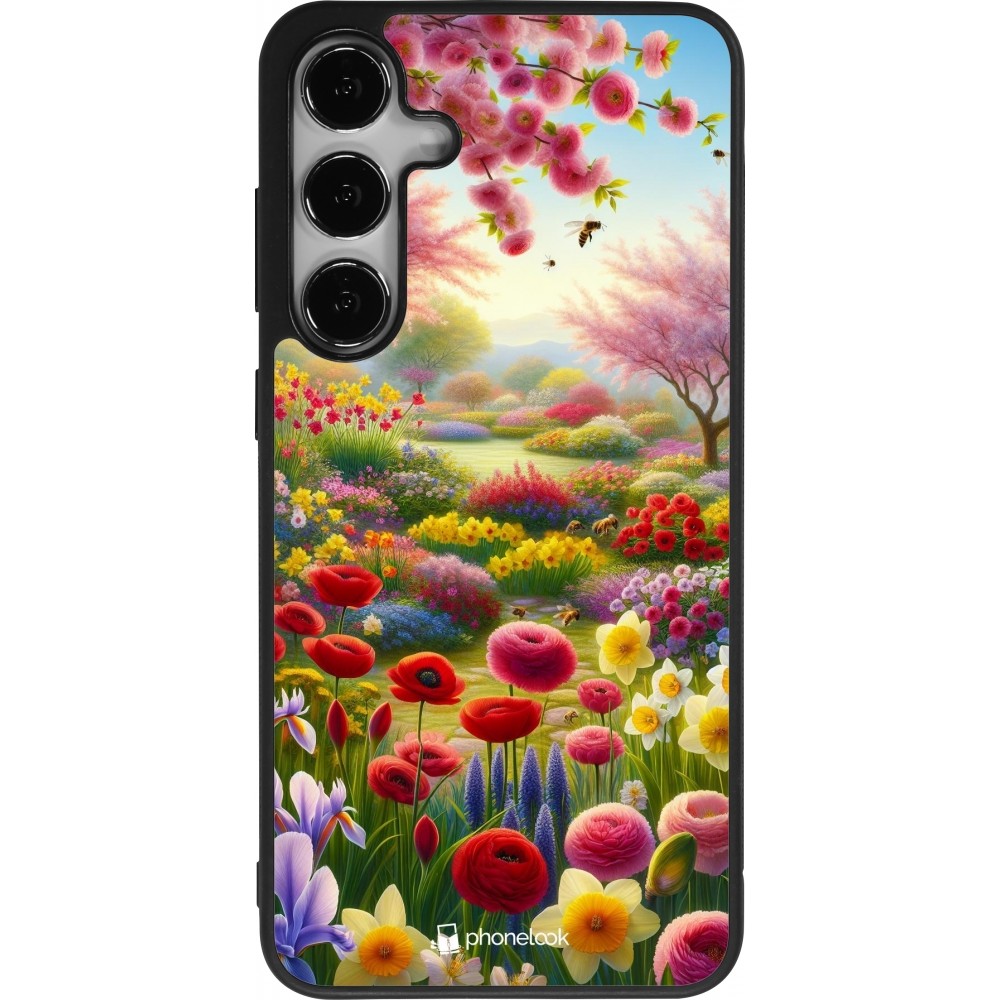 Coque Samsung Galaxy S24+ - Silicone rigide noir Spring 25 Bouquet printemps