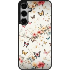 Coque Samsung Galaxy S24+ - Silicone rigide noir Spring 25 Papillons Légers