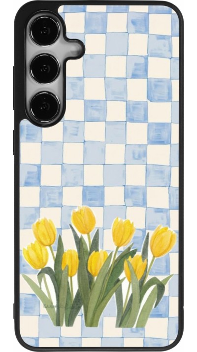 Coque Samsung Galaxy S24+ - Silicone rigide noir Blue vichy tulips 2026
