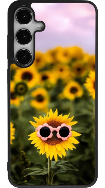 Coque Samsung Galaxy S24+ - Silicone rigide noir Sunflower with glasses 2026
