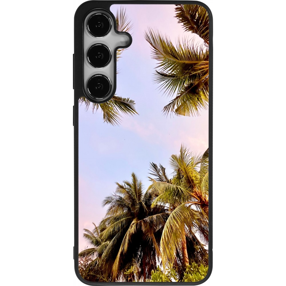 Coque Samsung Galaxy S24+ - Silicone rigide noir Summer 2023 palm tree vibe