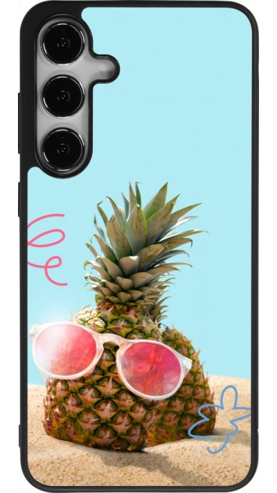 Coque Samsung Galaxy S24+ - Silicone rigide noir Pineapple with glasses Summer 2026