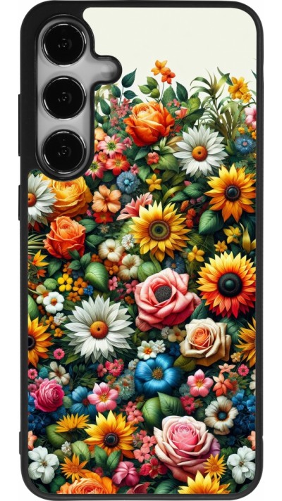 Coque Samsung Galaxy S24+ - Silicone rigide noir Summer Floral Pattern