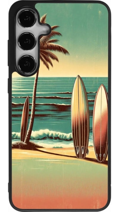 Coque Samsung Galaxy S24+ - Silicone rigide noir Surf Paradise