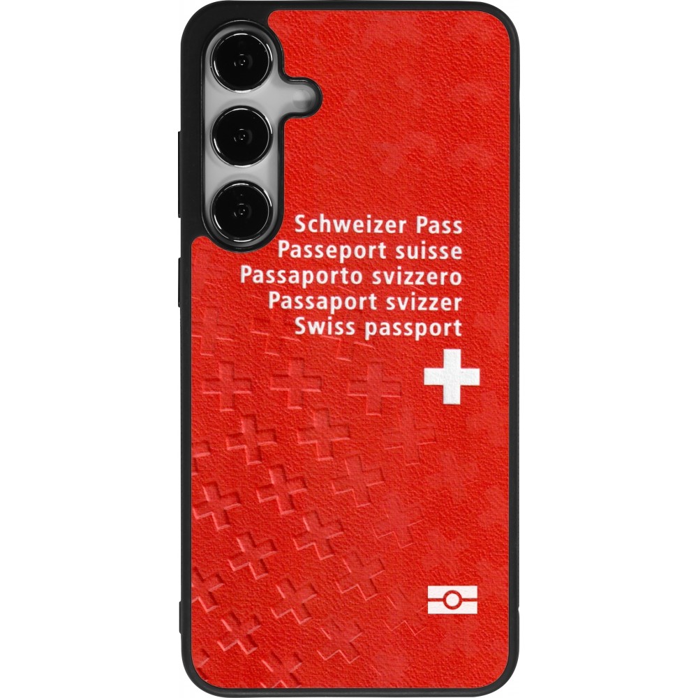 Coque Samsung Galaxy S24+ - Silicone rigide noir Swiss Passport