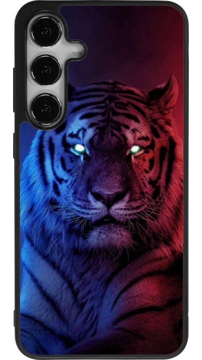 Coque Samsung Galaxy S24+ - Silicone rigide noir Tiger Blue Red