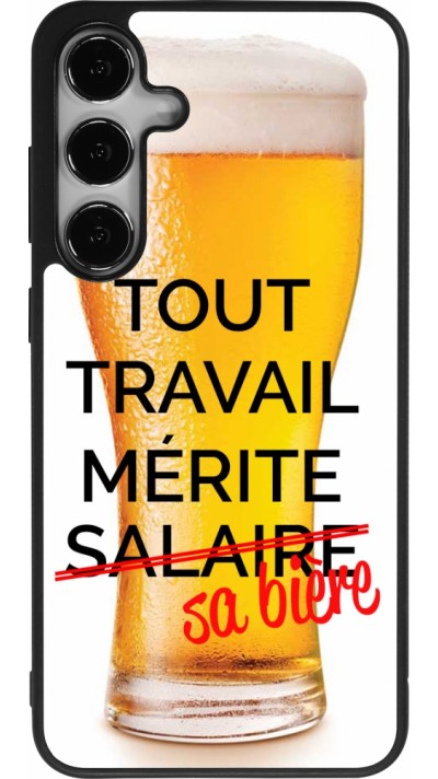 Coque Samsung Galaxy S24+ - Silicone rigide noir Tout travail mérite sa bière