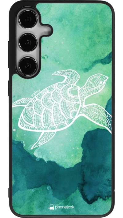 Coque Samsung Galaxy S24+ - Silicone rigide noir Turtle Aztec Watercolor