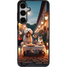 Coque Samsung Galaxy S24+ - Silicone rigide noir Valentine 2024 Dog & Cat Candlelight