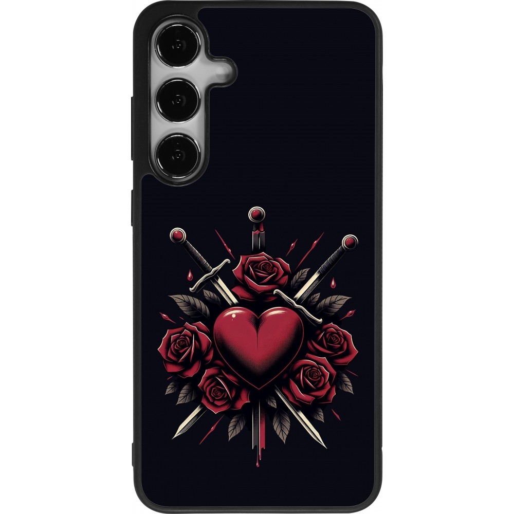 Coque Samsung Galaxy S24+ - Silicone rigide noir Valentine 2024 gothic love