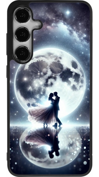 Coque Samsung Galaxy S24+ - Silicone rigide noir Valentine 2024 Love under the moon