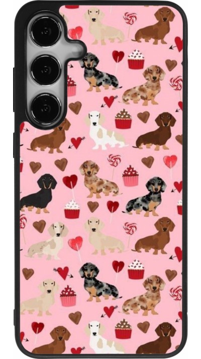 Coque Samsung Galaxy S24+ - Silicone rigide noir Valentine 2024 puppy love