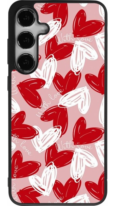 Coque Samsung Galaxy S24+ - Silicone rigide noir Valentine 2024 with love heart