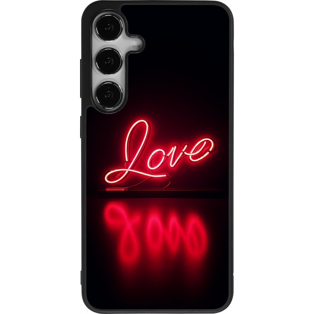 Samsung Galaxy S24+ Case Hülle - Silikon schwarz Valentine 2025 Neon Liebe
