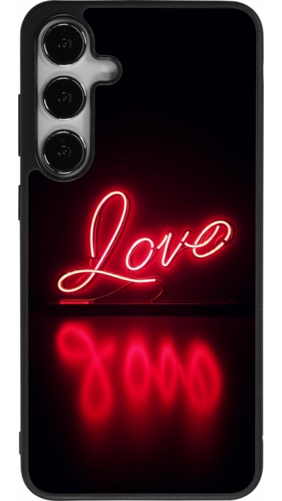 Coque Samsung Galaxy S24+ - Silicone rigide noir Valentine 2025 Neon Love