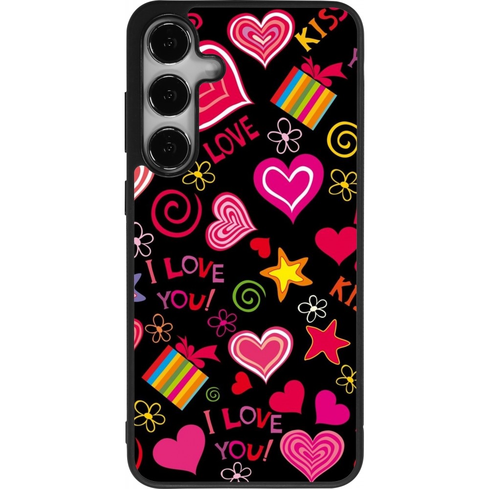Coque Samsung Galaxy S24+ - Silicone rigide noir Valentine 2023 love symbols