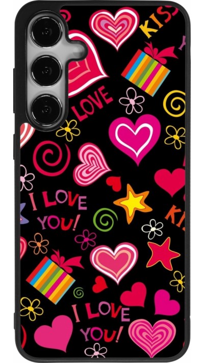 Coque Samsung Galaxy S24+ - Silicone rigide noir Valentine 2023 love symbols