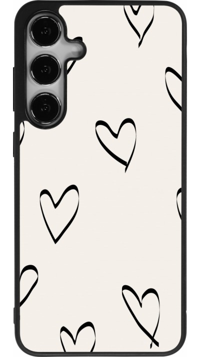 Coque Samsung Galaxy S24+ - Silicone rigide noir Valentine 2023 minimalist hearts
