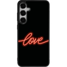 Coque Samsung Galaxy S24+ - Silicone rigide noir Valentine 2023 neon love